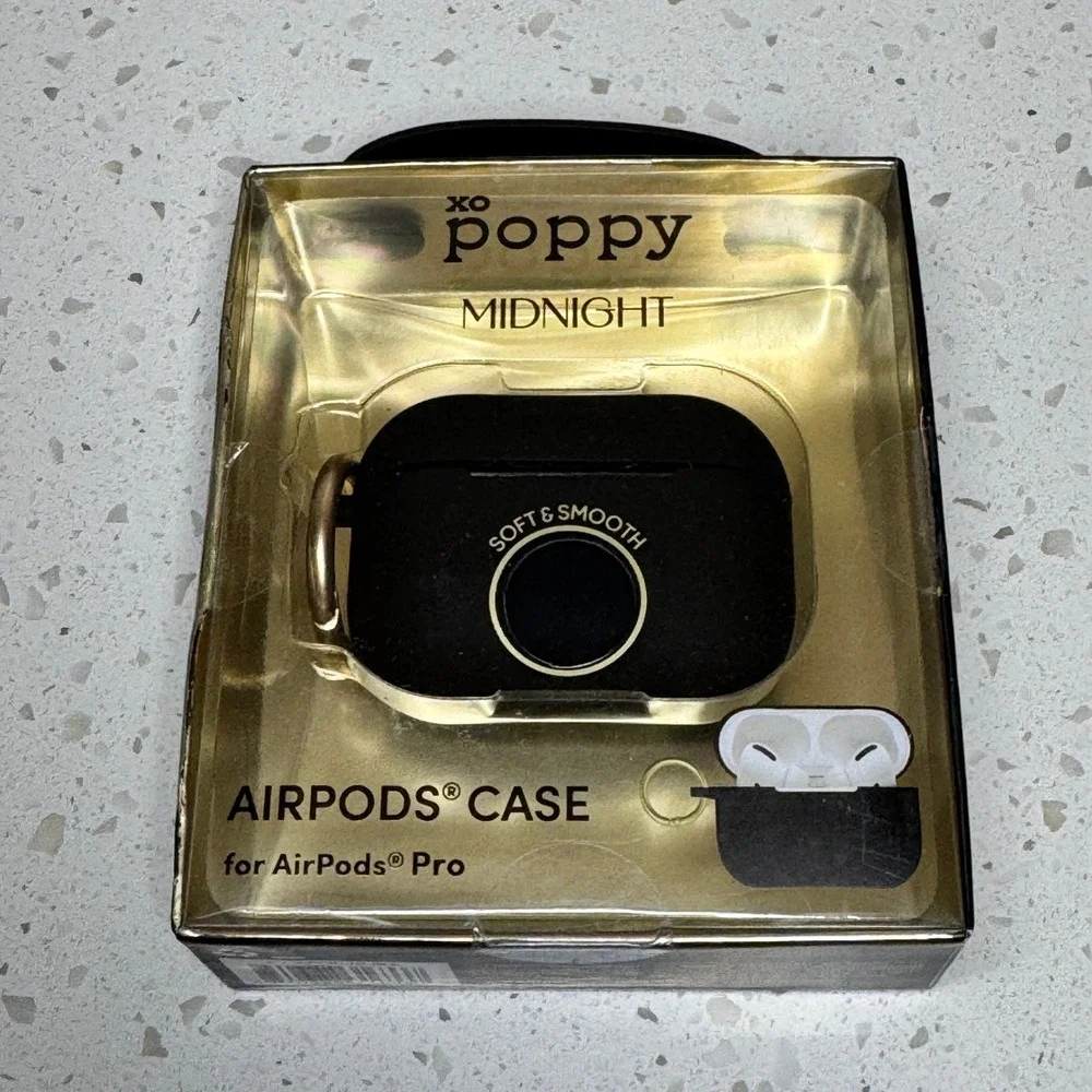 XO Poppy Midnight AirPods Pro Case Black Soft‎ Touch Shockproof NIB